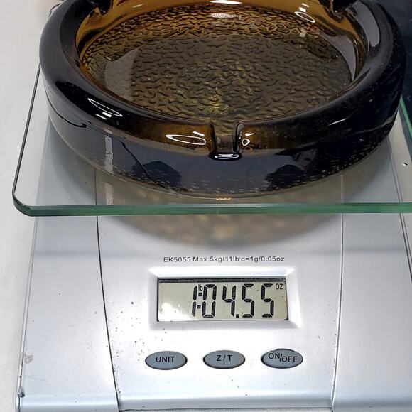 MCM Art Deco Boho Smoked Glass Smoke Grey Pebble Textured Bottom 3 Slot Vtg - Picture 6 of 6